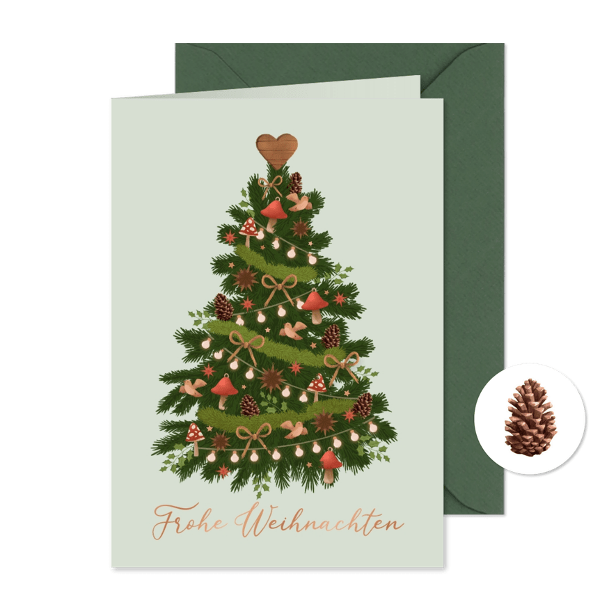 Weihnachtsgrüße Weihnachtsbaum mit Kupferdruck - Kartenvorschau