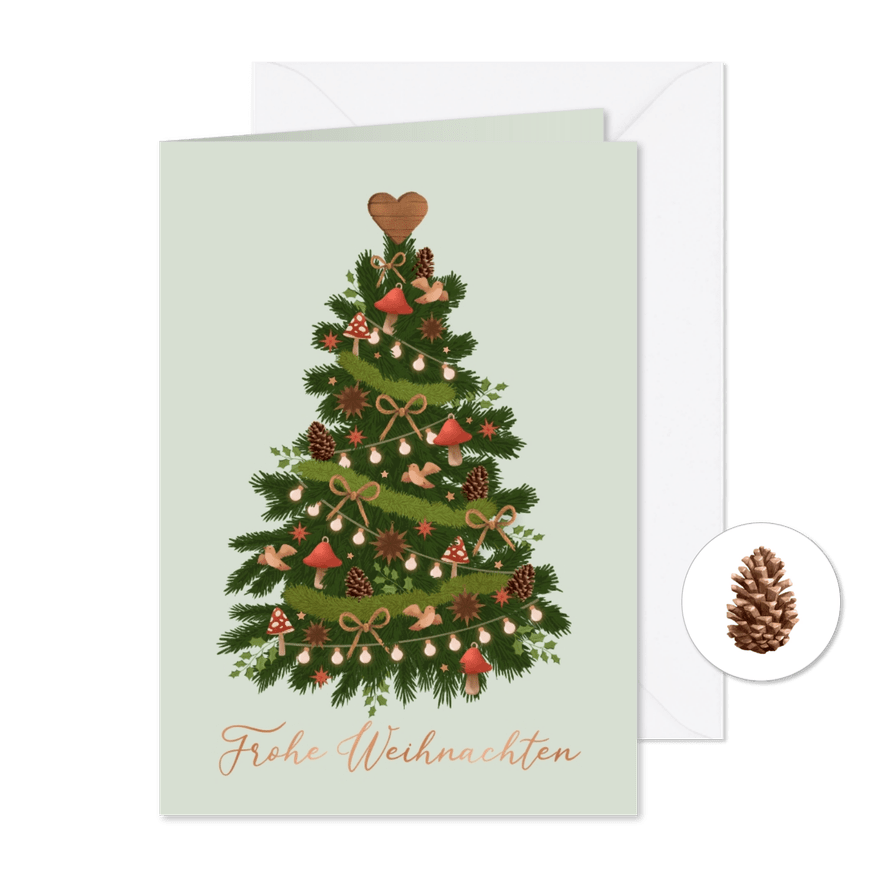 Weihnachtsgrüße Weihnachtsbaum mit Kupferdruck - Karteneindruck