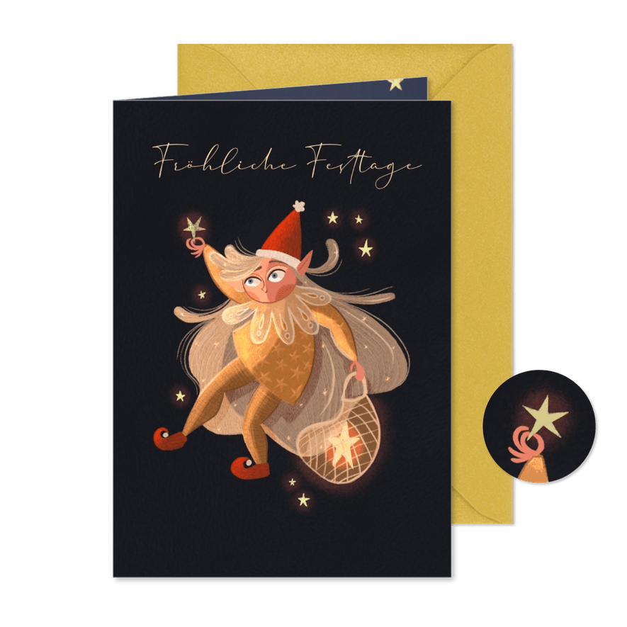 Weihnachtsgrüße Weihnachtselfe - Karteneindruck