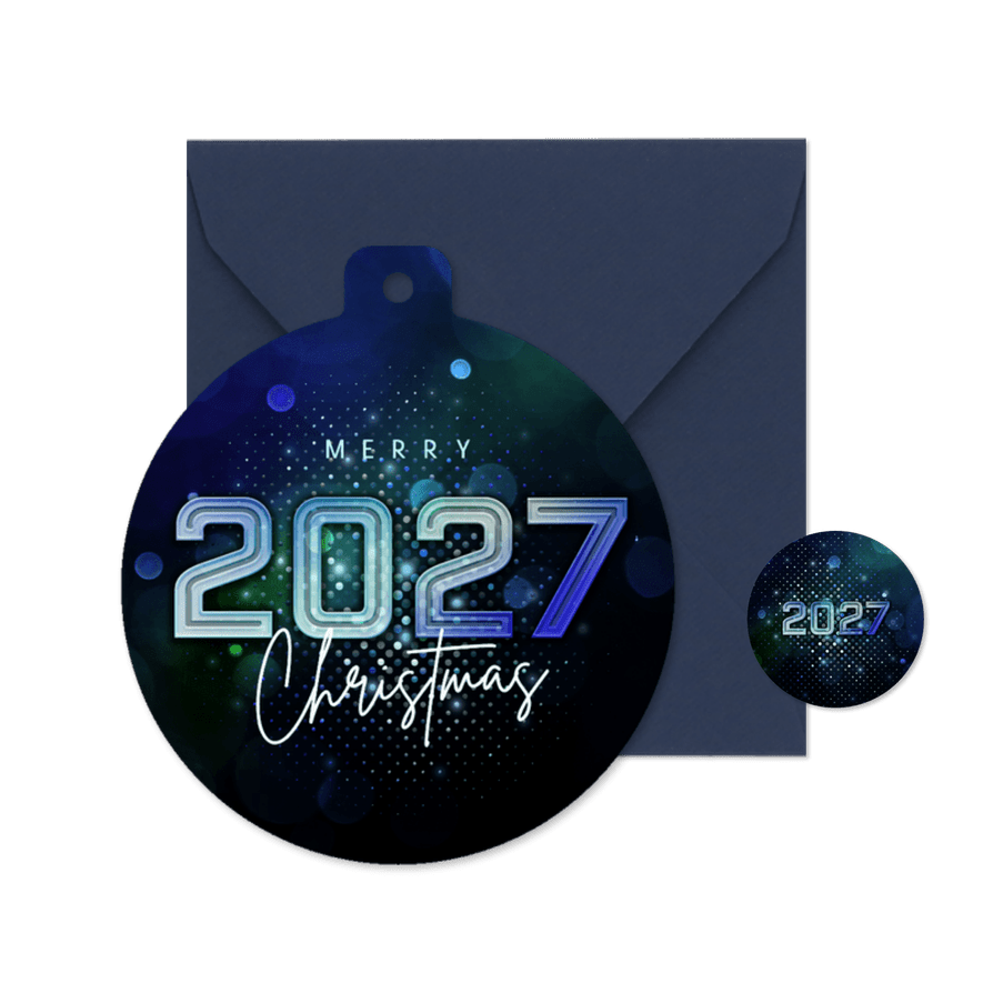 Weihnachtsgrüße Weihnachtskugel-Kartenform modern 2027 - Kartenvorschau
