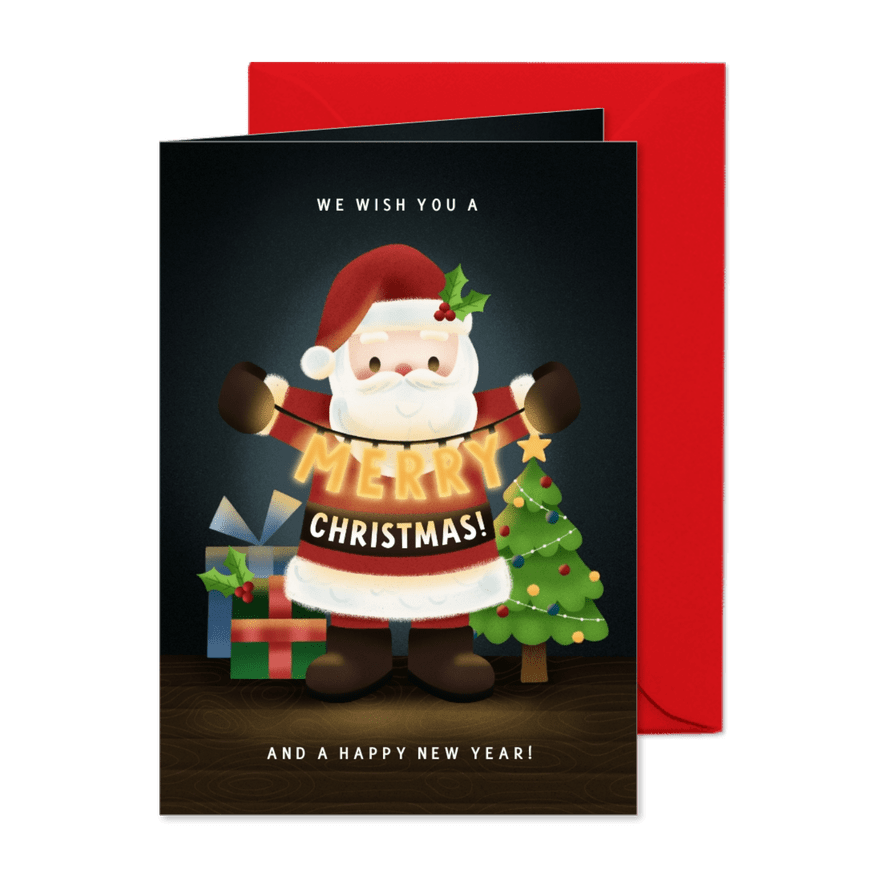 Weihnachtsgrüße Weihnachtsmann 'Merry Christmas' - Karteneindruck
