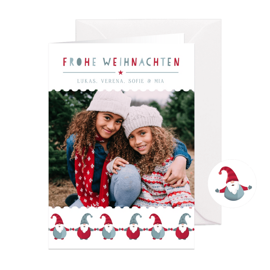 Weihnachtsgrüße Wichtel & Foto - Karteneindruck
