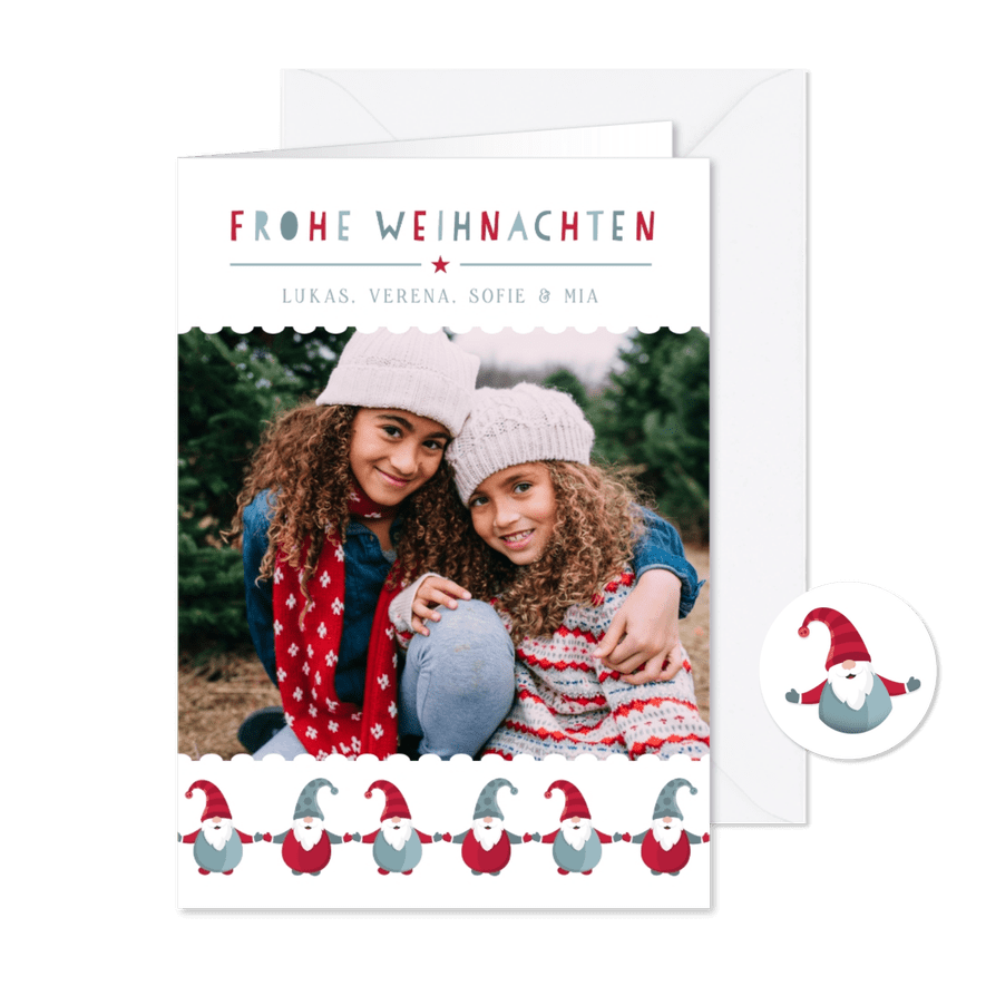 Weihnachtsgrüße Wichtel & Foto - Karteneindruck