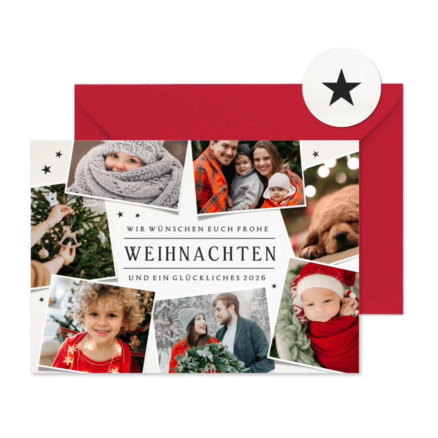 Weihnachtsgrußkarte Collage eigene Fotos - Karteneindruck