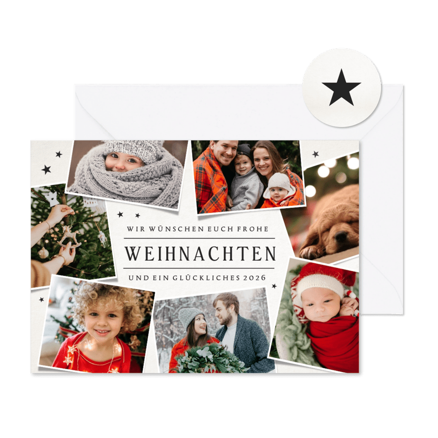 Weihnachtsgrußkarte Collage eigene Fotos - Karteneindruck