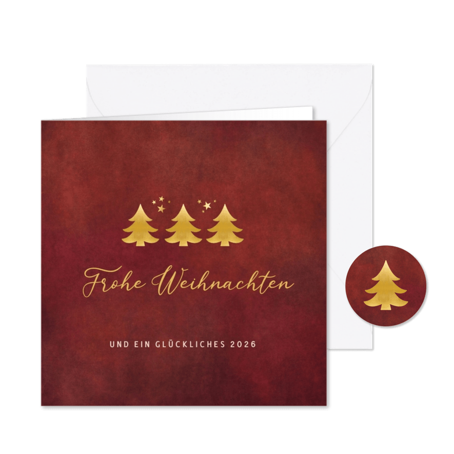 Weihnachtsgrußkarte drei Tannenbäume - Karteneindruck