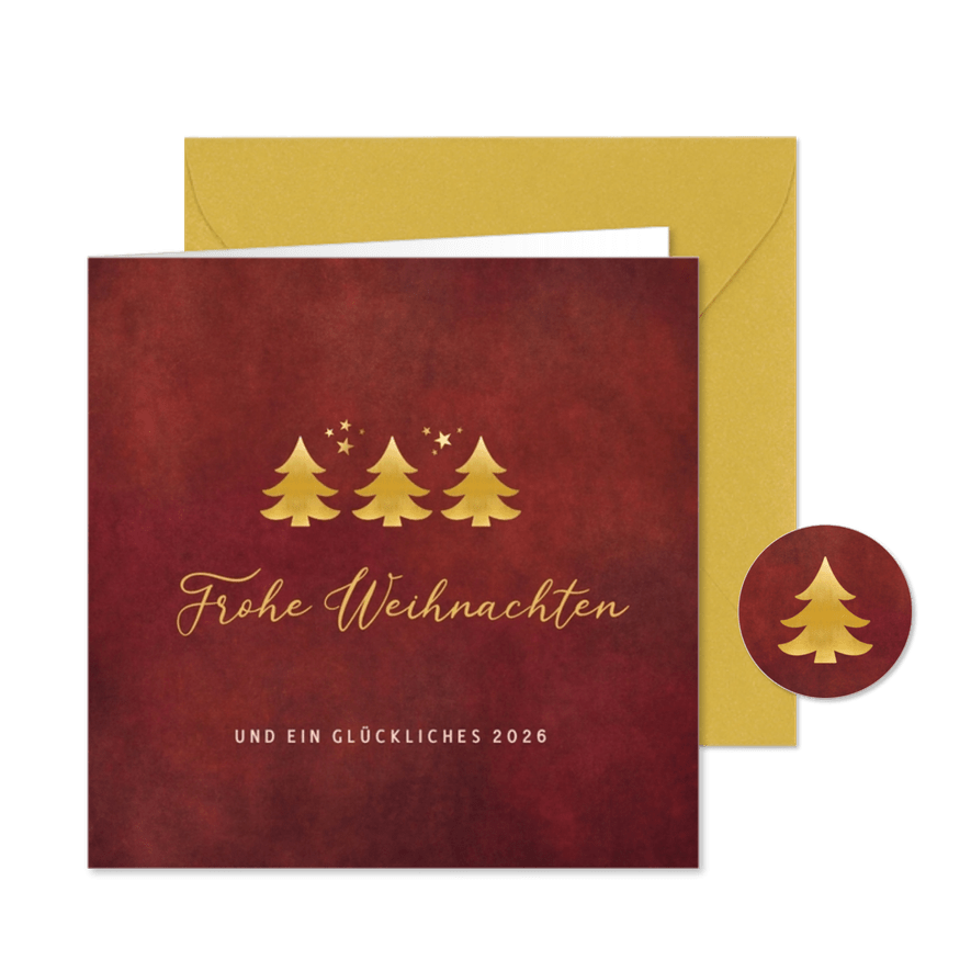 Weihnachtsgrußkarte drei Tannenbäume - Karteneindruck