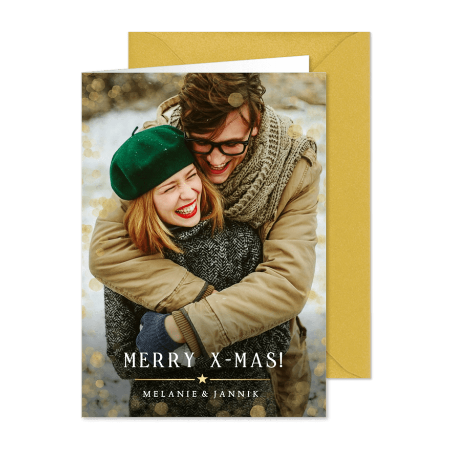Weihnachtsgrußkarte eigenes Foto 'Merry X-Mas' - Kartenvorschau