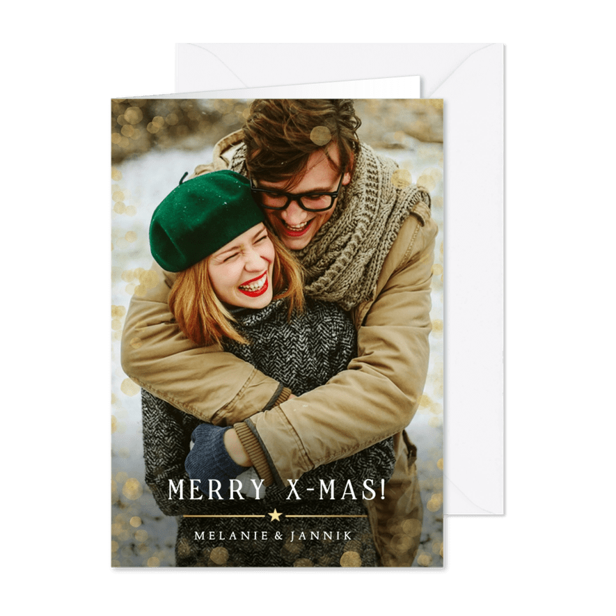 Weihnachtsgrußkarte eigenes Foto 'Merry X-Mas' - Karteneindruck