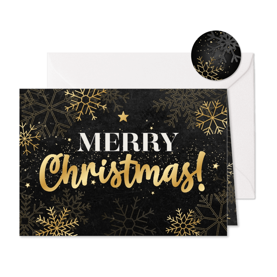 Weihnachtsgrußkarte Firma international Schrift in gold - Karteneindruck