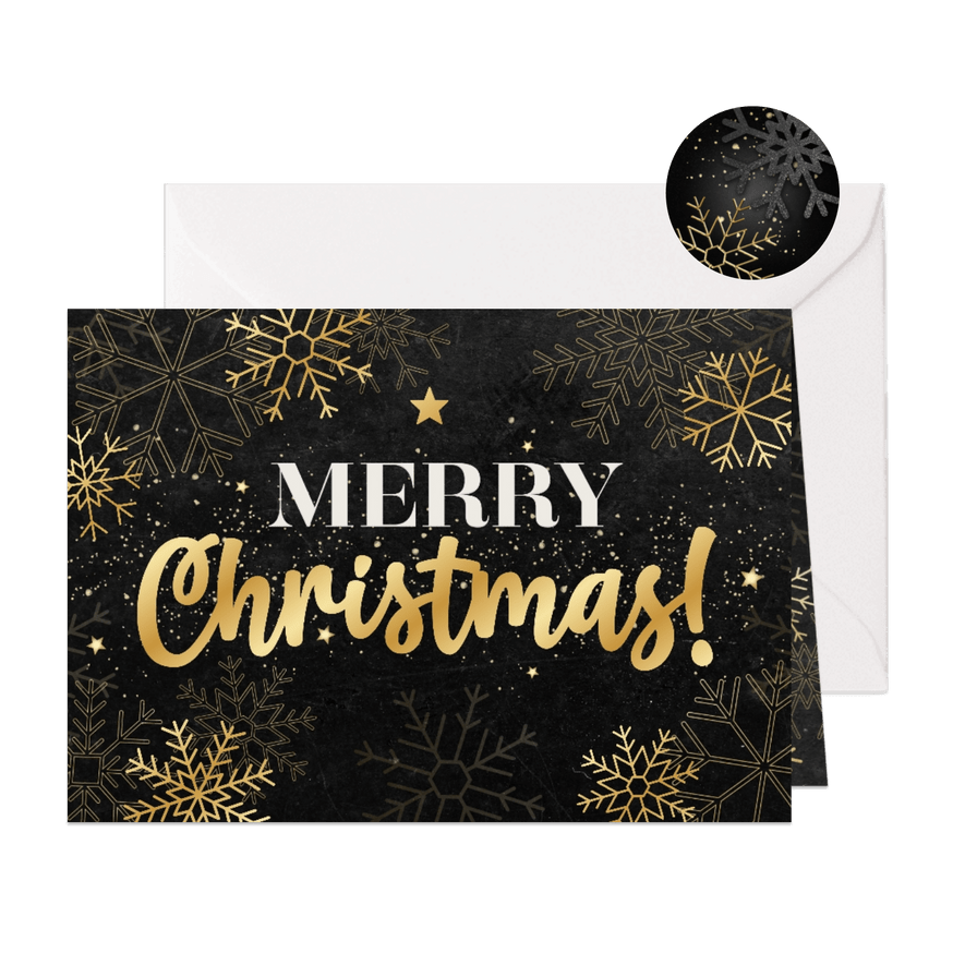 Weihnachtsgrußkarte Firma international Schrift in gold - Karteneindruck
