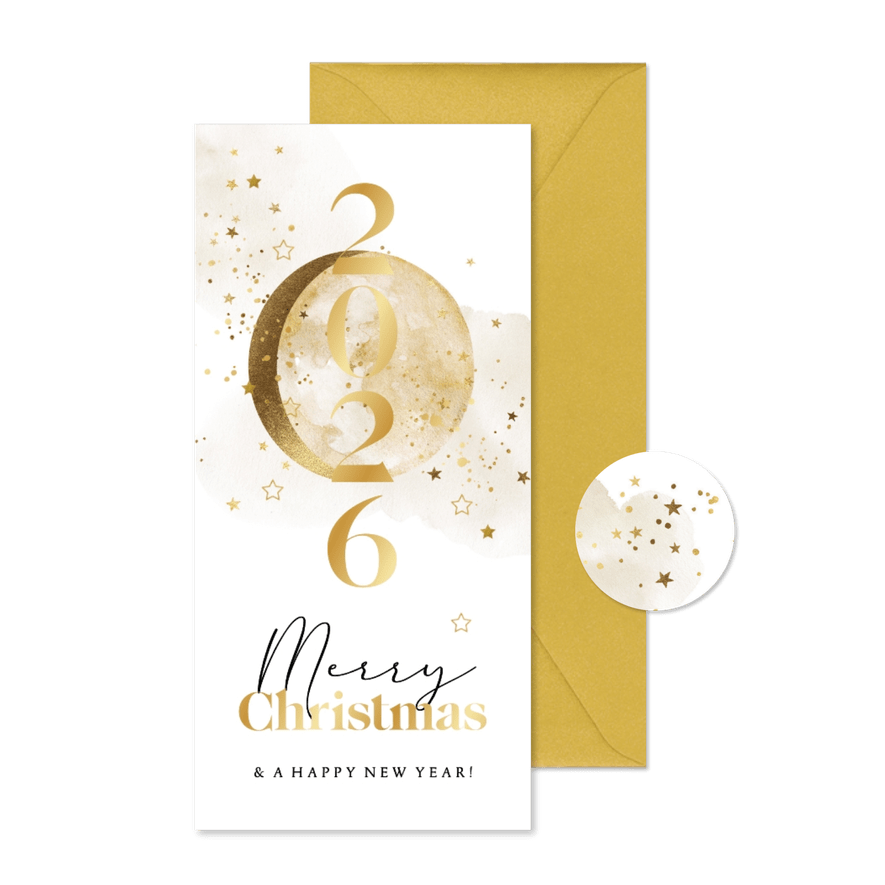 Weihnachtsgrußkarte geschäftlich mit Jahreszahl und Sternen - Karteneindruck