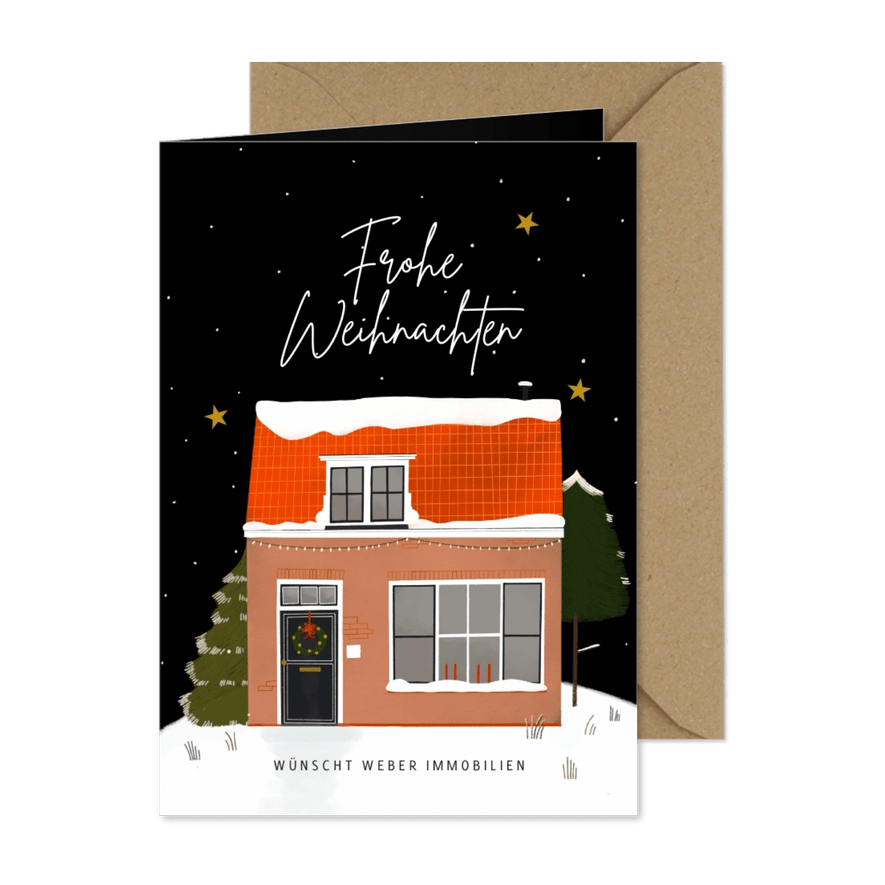 Weihnachtsgrußkarte Immobilienbranche Weihnachtshaus - Karteneindruck
