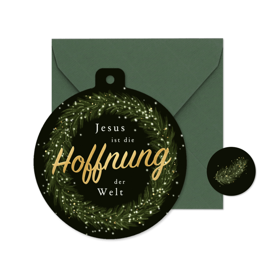 Weihnachtsgrußkarte Kranz 'Hoffnung' - Kartenvorschau
