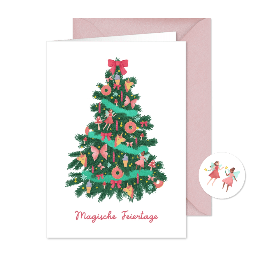Weihnachtsgrußkarte magischer Weihnachtsbaum  - Karteneindruck

