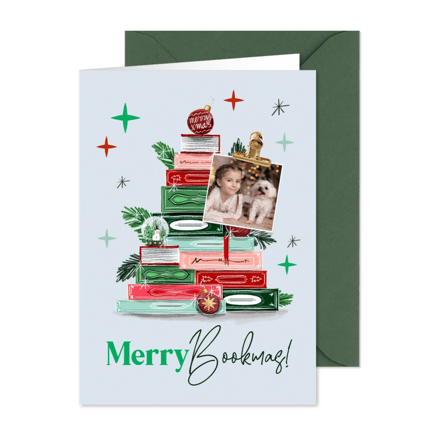 Weihnachtsgrußkarte 'Merry Bookmas' - Karteneindruck
