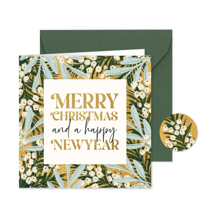 Weihnachtsgrußkarte Rahmen mit Zweigen - Karteneindruck