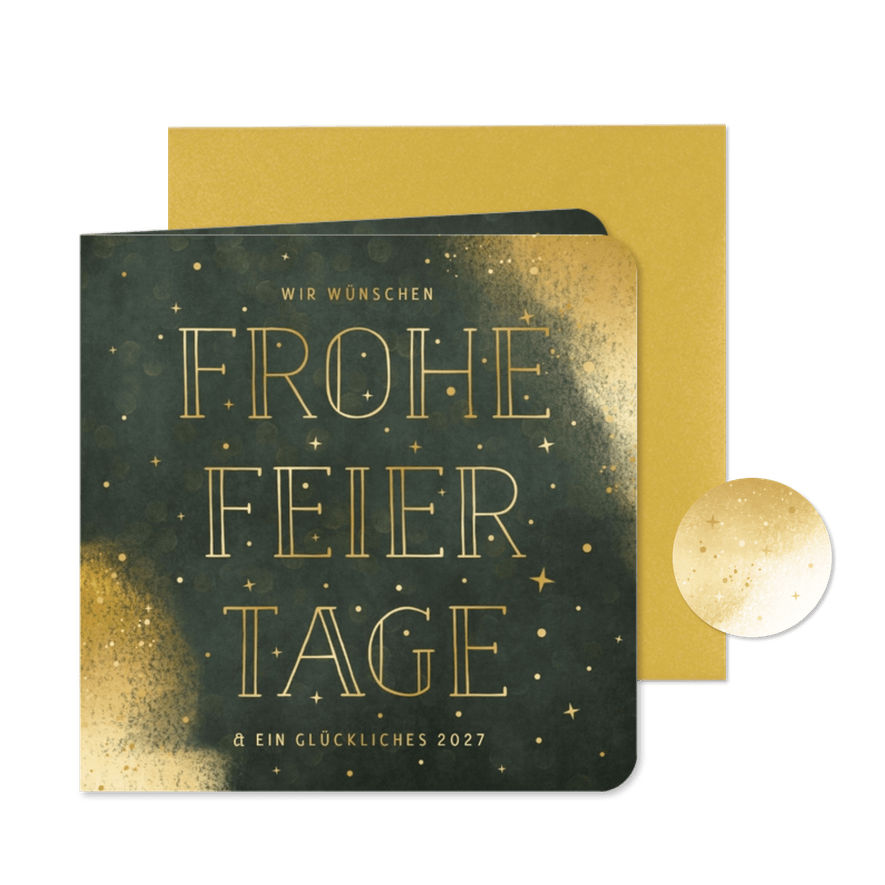 Weihnachtsgrußkarte Schriftzug 'Frohe Feiertage' - Kartenvorschau