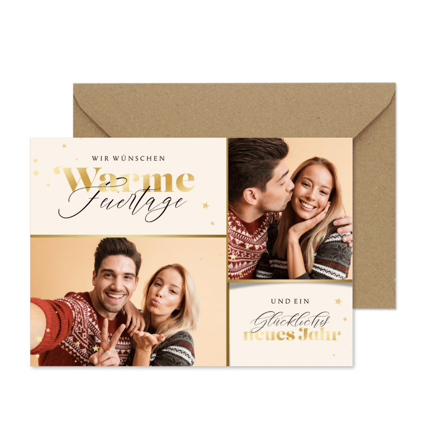 Weihnachtsgrußkarte 'Warme Feiertage' Fotocollage - Karteneindruck
