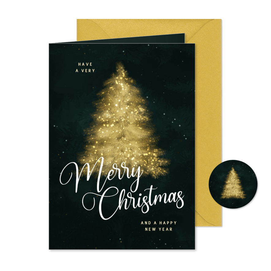 Weihnachtsgrußkarte Weihnachtsbaum Goldglitzer - Kartenvorschau
