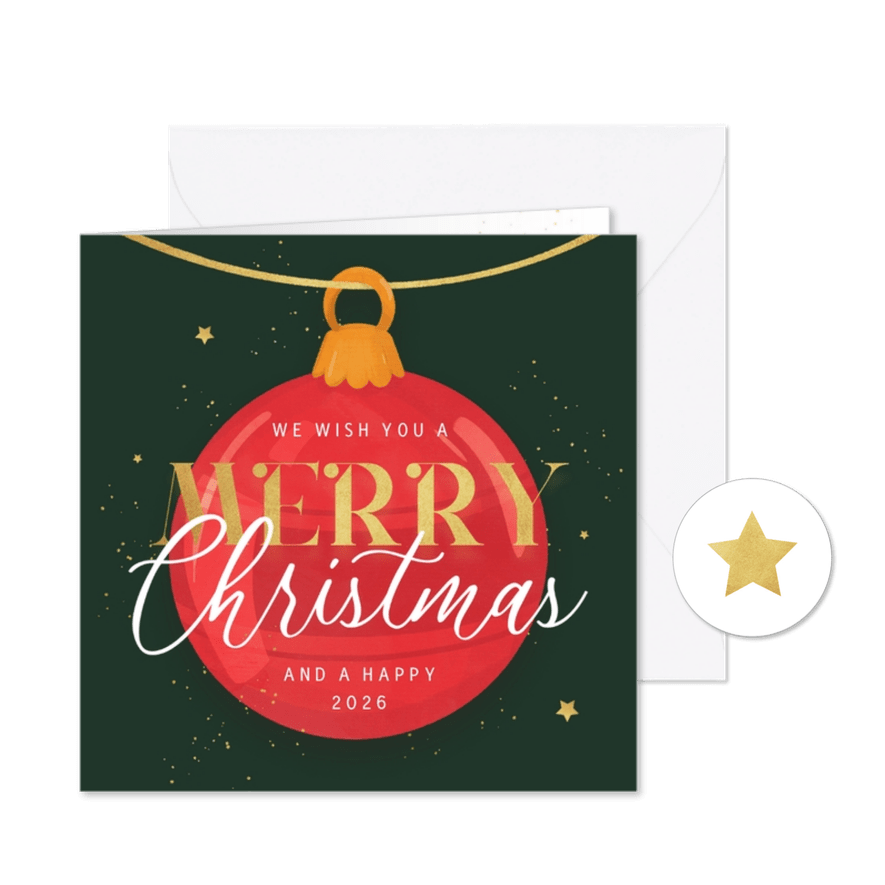 Weihnachtsgrußkarte Weihnachtskugel 'Merry Christmas' - Karteneindruck