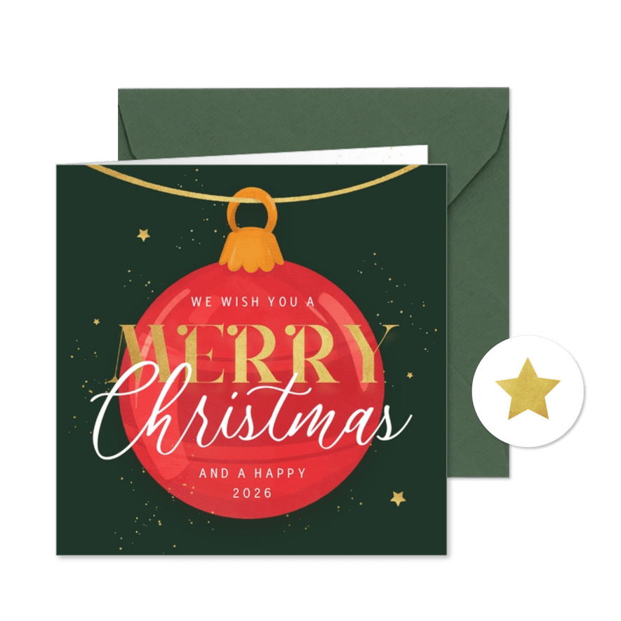 Weihnachtsgrußkarte Weihnachtskugel 'Merry Christmas' - Karteneindruck