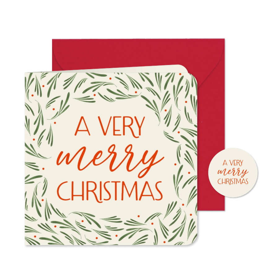 Weihnachtsgrußkarte Zweige 'Merry Christmas' - Karteneindruck
