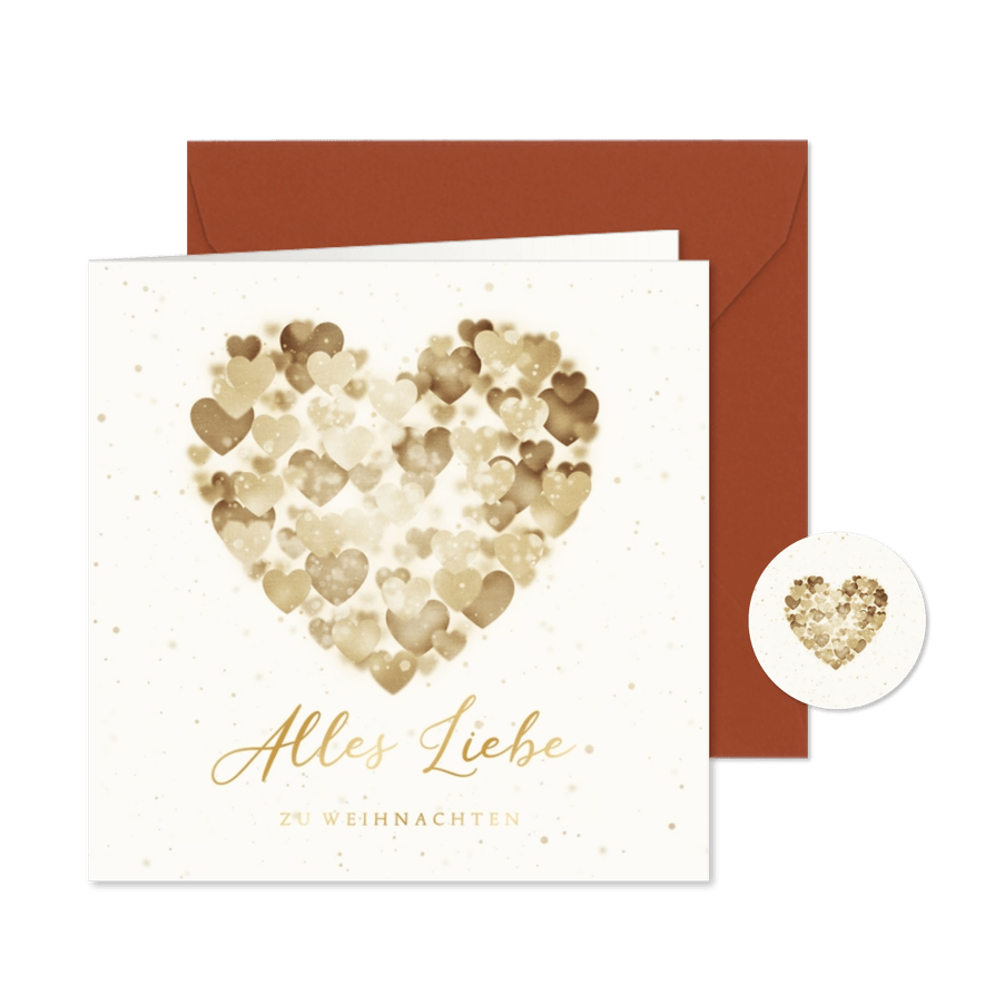 Weihnachtsgrußkkarte Herz aus Herzen - Karteneindruck
