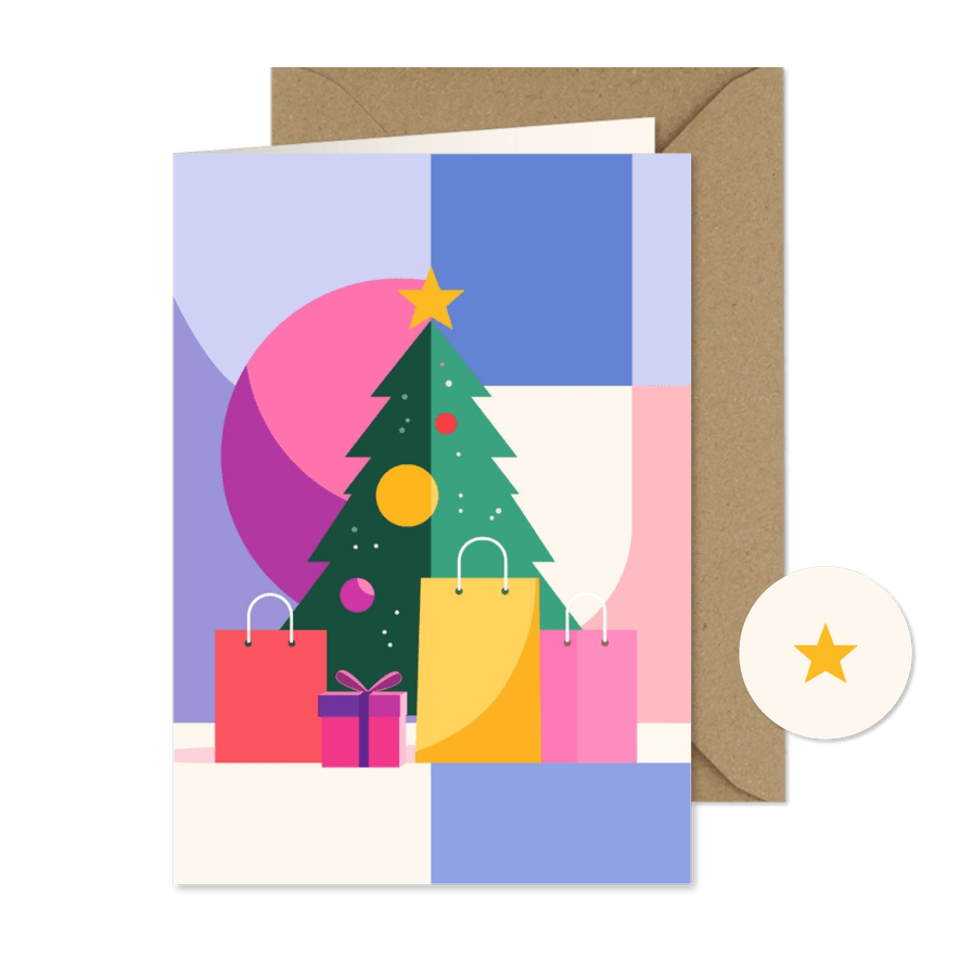 Weihnachtskarte abstrakte Formen Weihnachtsbaum bunt Bonprix - Karteneindruck