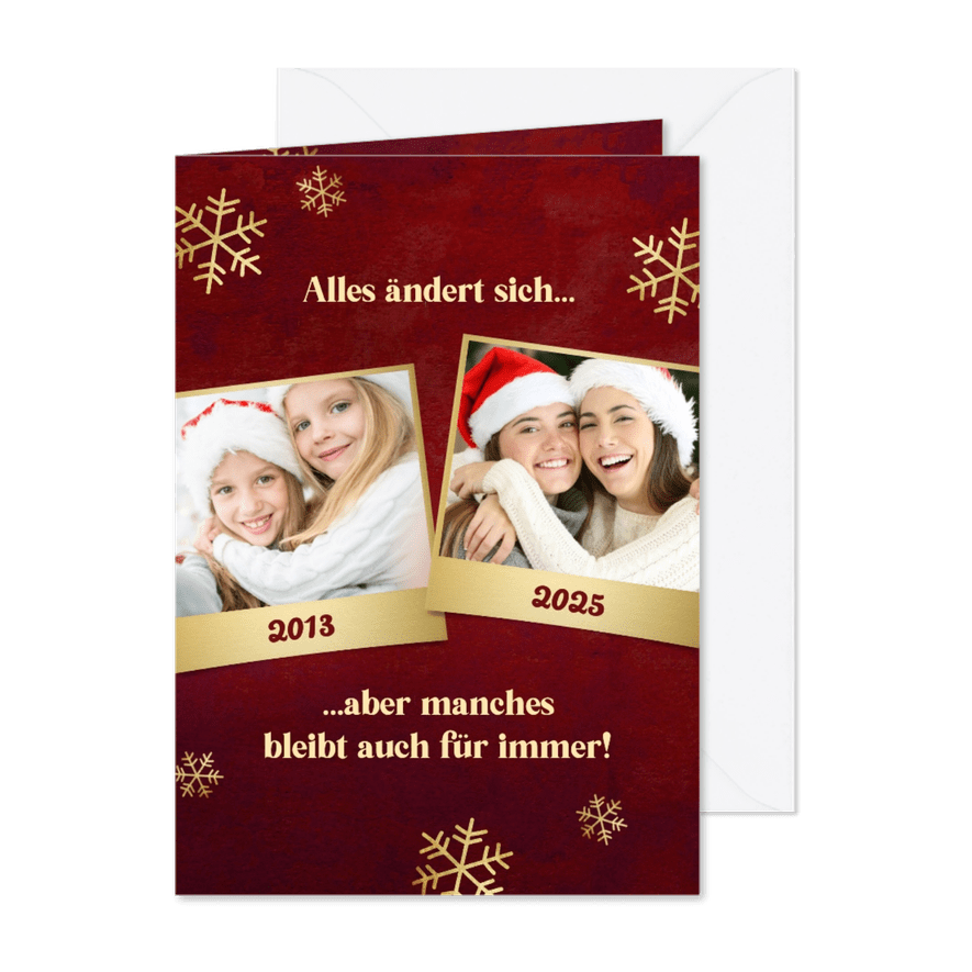 Weihnachtskarte 'Alles ändert sich' Fotocollage - Karteneindruck