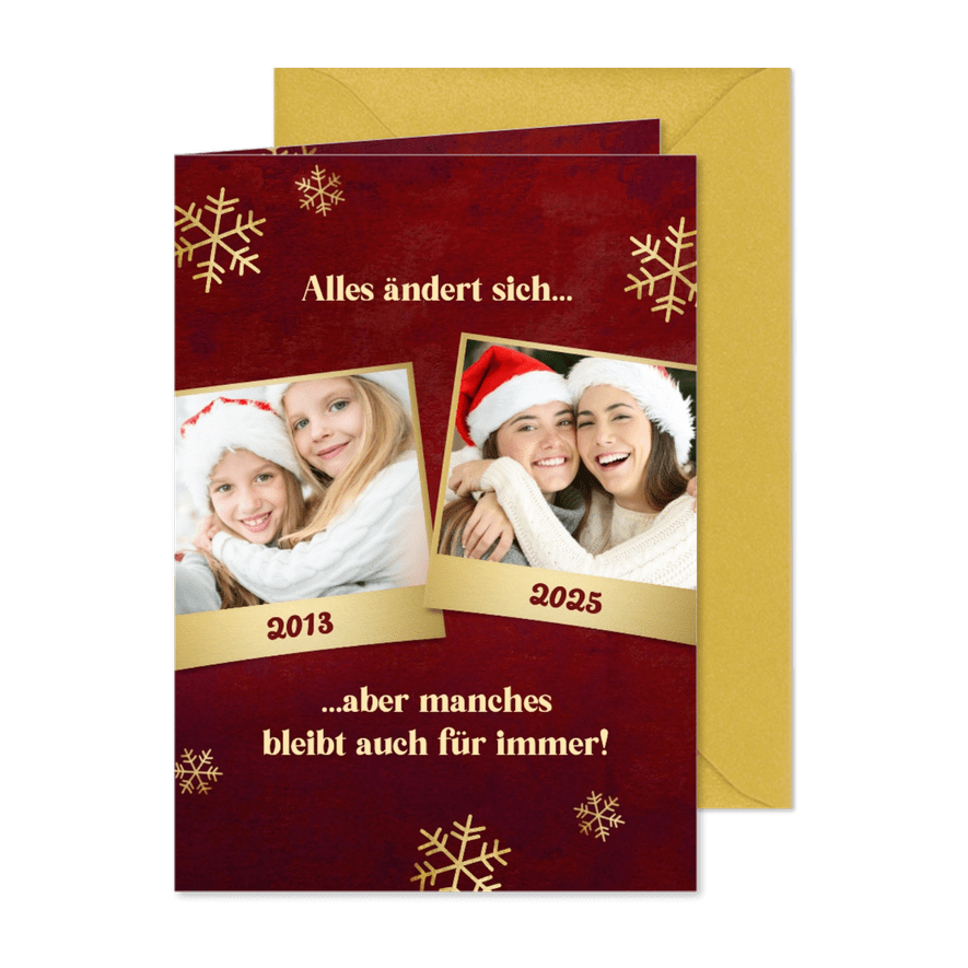 Weihnachtskarte 'Alles ändert sich' Fotocollage - Karteneindruck