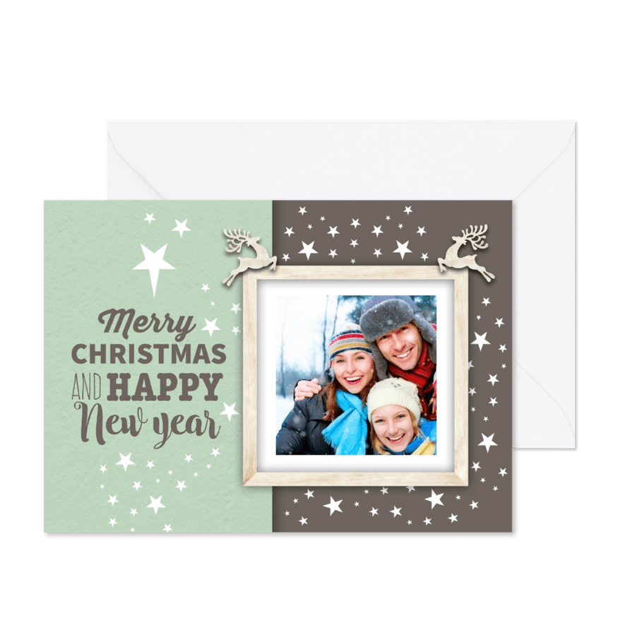 Weihnachtskarte als Postkarte mit Foto in Bilderrahmen - Karteneindruck