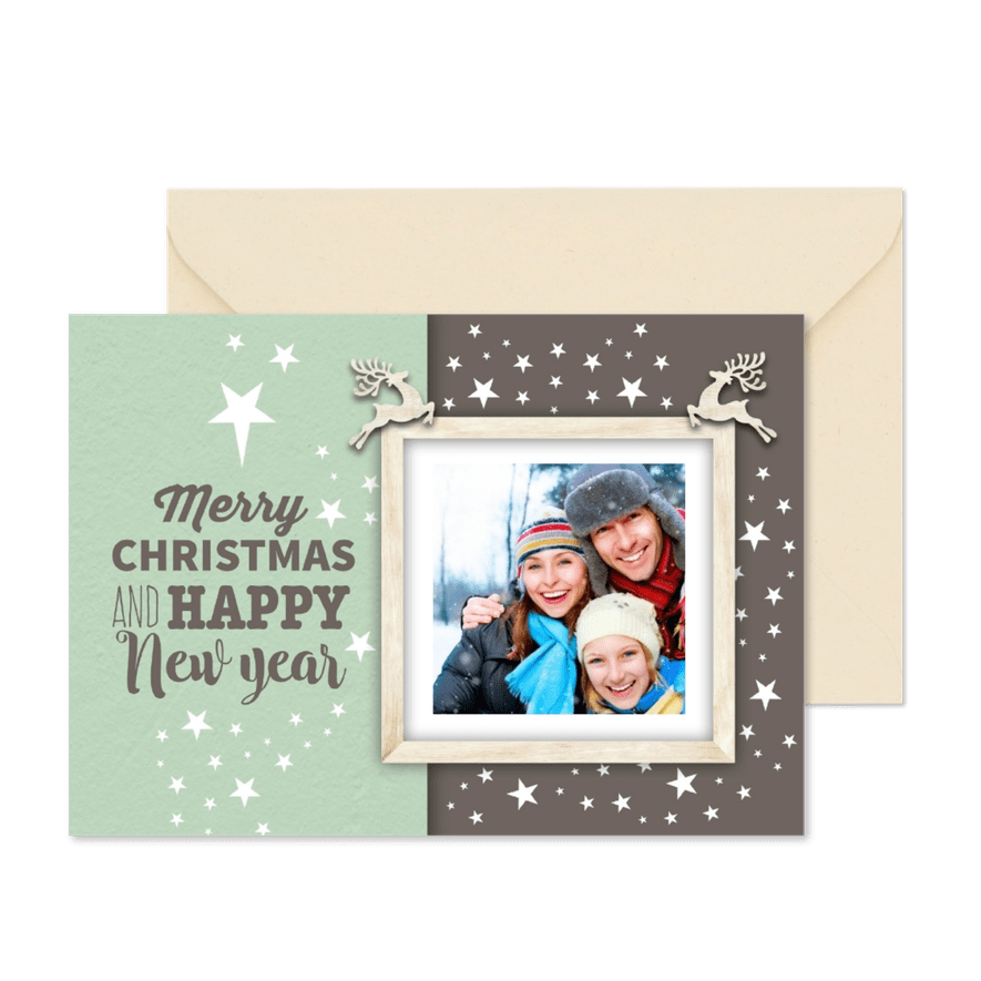 Weihnachtskarte als Postkarte mit Foto in Bilderrahmen - Karteneindruck