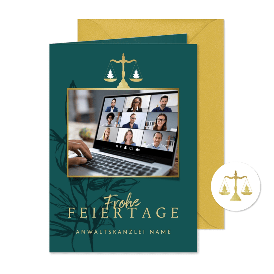Weihnachtskarte Anwaltskanzlei mit Foto - Karteneindruck