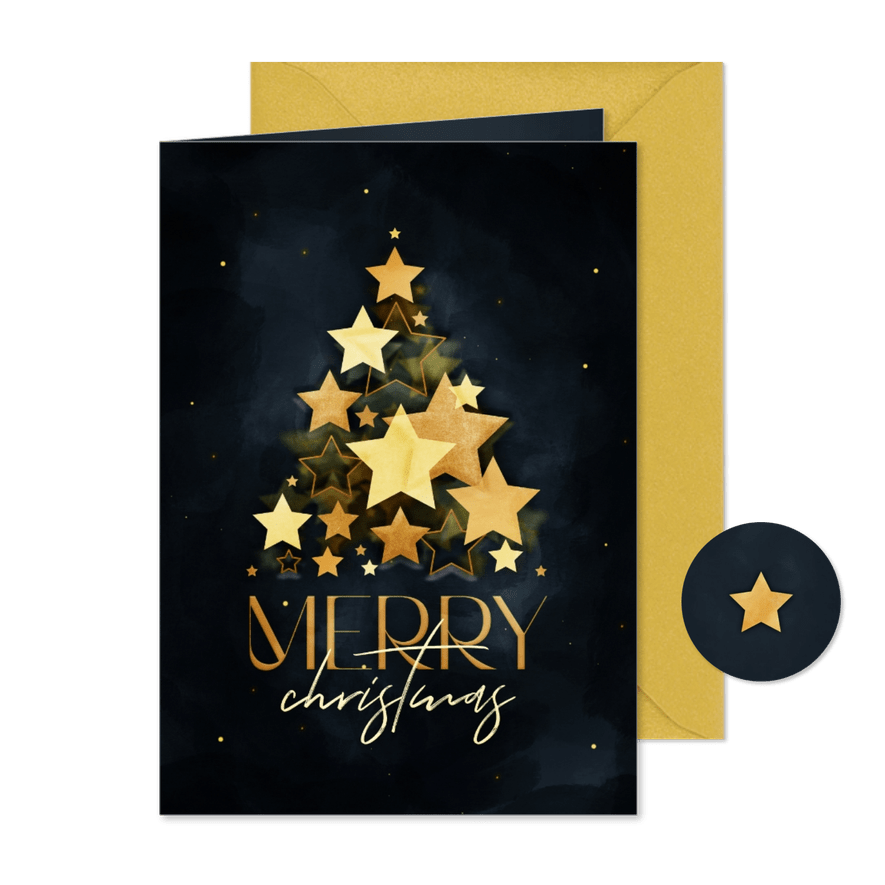 Weihnachtskarte Baum aus Sternen - Karteneindruck