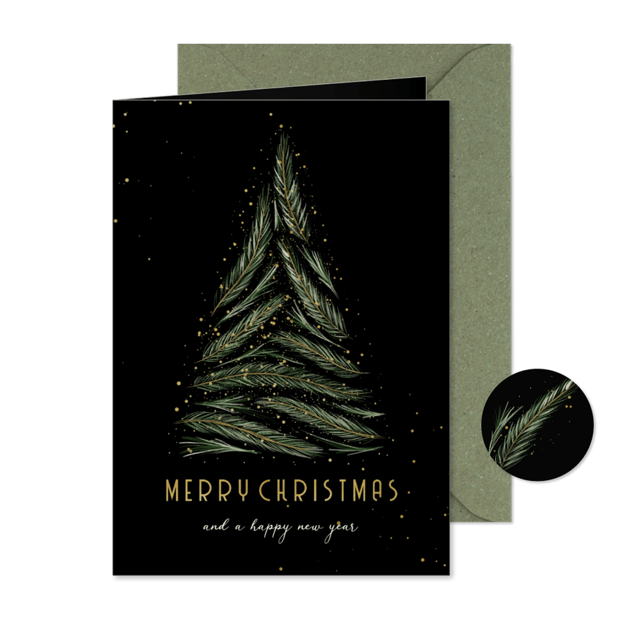 Weihnachtskarte Baum aus Zweigen 'Merry Christmas' - Karteneindruck