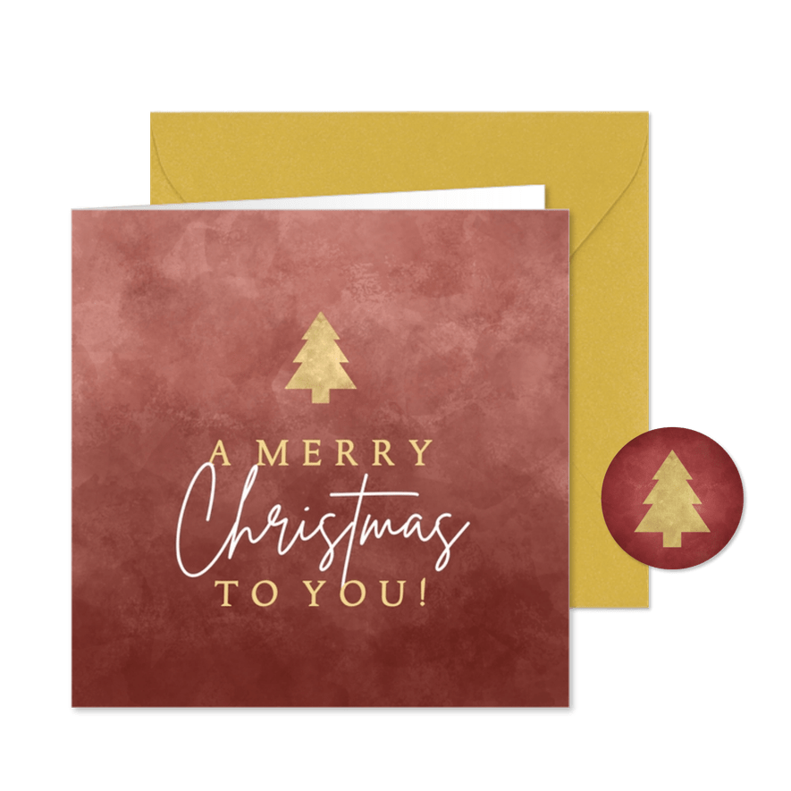 Weihnachtskarte Baum und Schrift in Goldoptik - Karteneindruck
