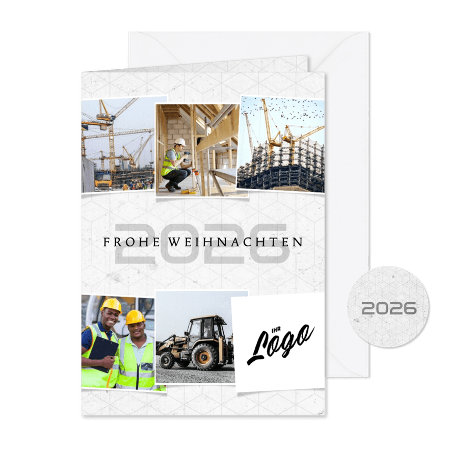Weihnachtskarte Bauunternehmen Fotocollage - Karteneindruck