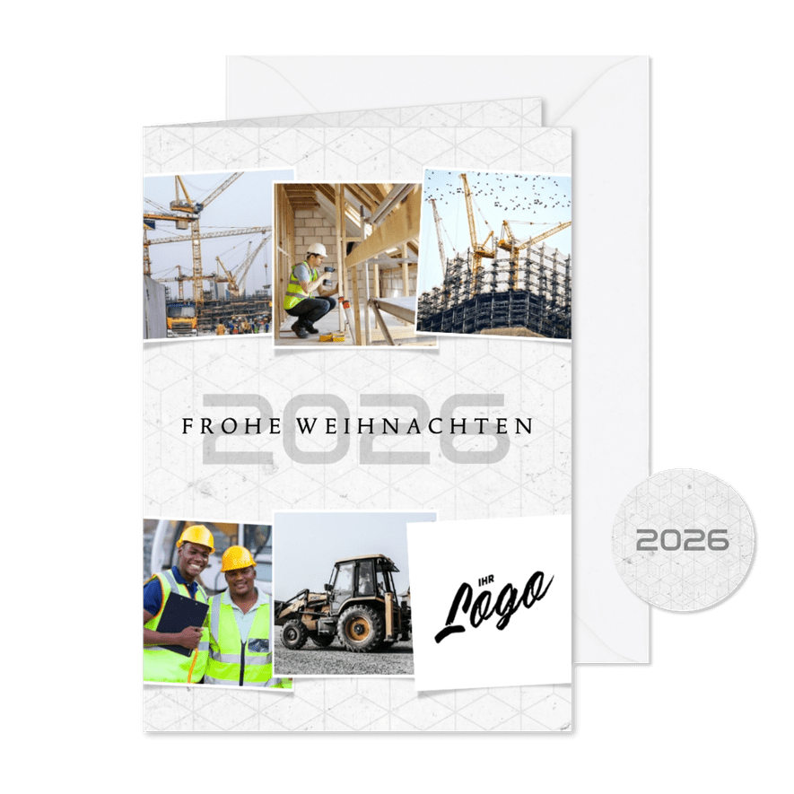 Weihnachtskarte Bauunternehmen Fotocollage - Karteneindruck