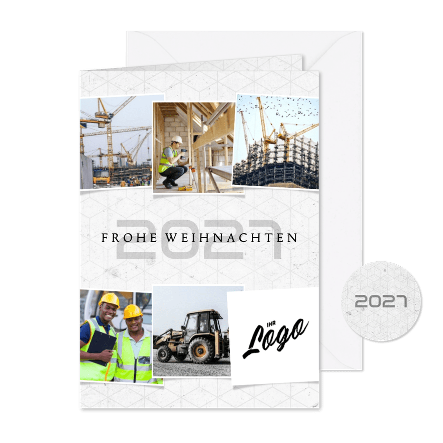 Weihnachtskarte Bauunternehmen Fotocollage - Kartenvorschau