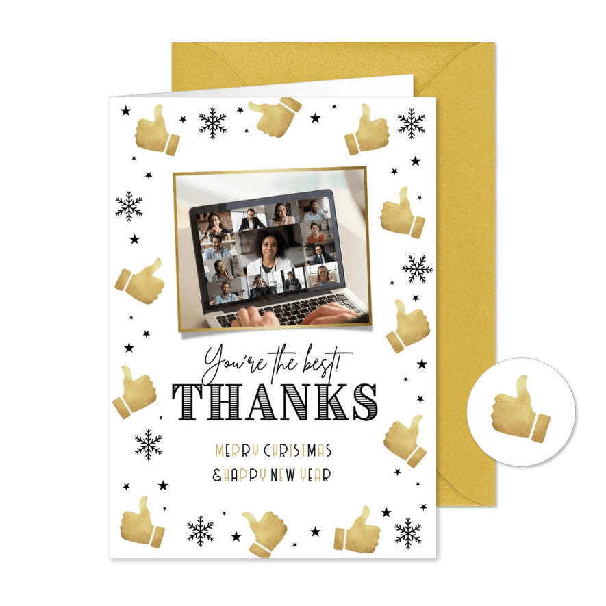 Weihnachtskarte Belegschaft mit Foto 'Thanks' - Karteneindruck
