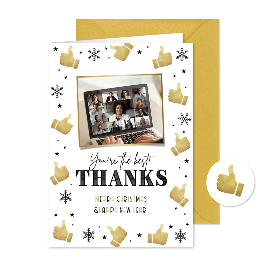 Weihnachtskarte Belegschaft mit Foto 'Thanks' - Karteneindruck
