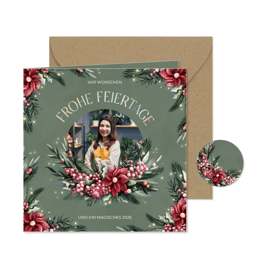 Weihnachtskarte Blumenhandel geschäftlich Florist - Karteneindruck