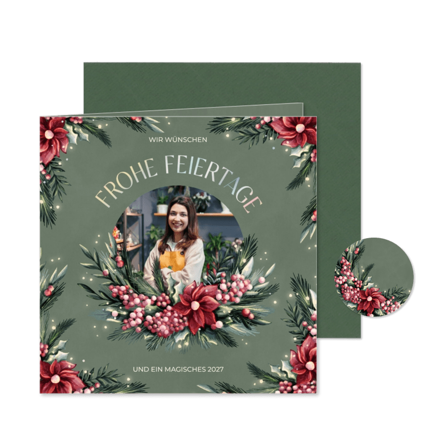 Weihnachtskarte Blumenhandel geschäftlich Florist - Karteneindruck
