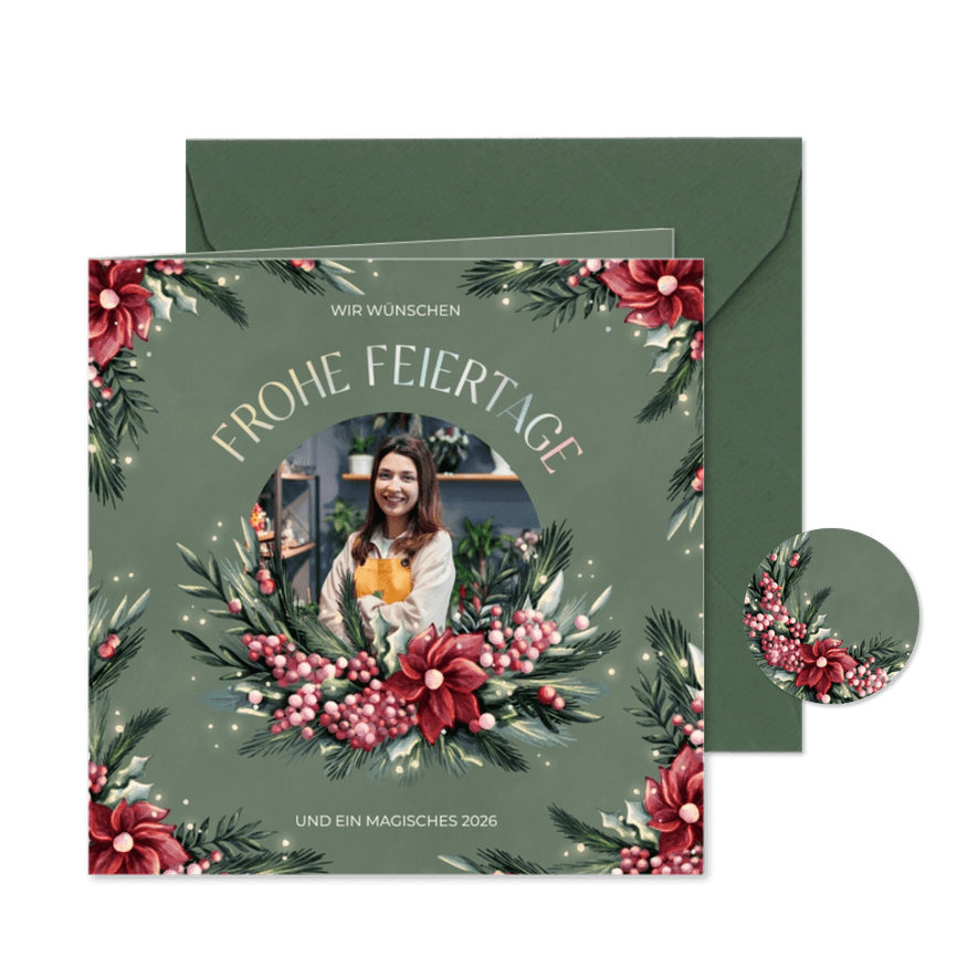Weihnachtskarte Blumenhandel geschäftlich Florist - Karteneindruck