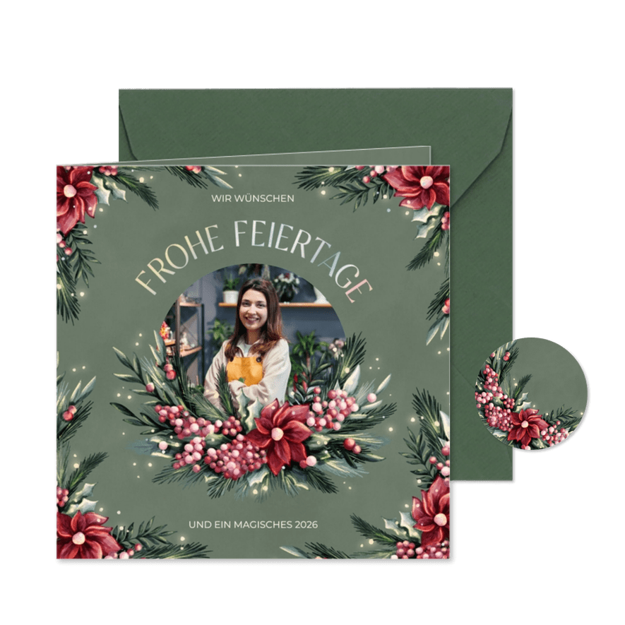 Weihnachtskarte Blumenhandel geschäftlich Florist - Karteneindruck
