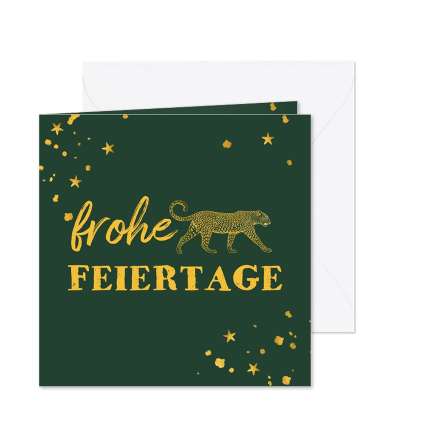 Weihnachtskarte botanisch mit Leopard - Karteneindruck