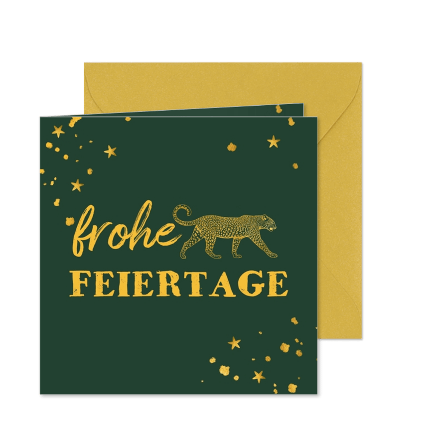 Weihnachtskarte botanisch mit Leopard - Karteneindruck
