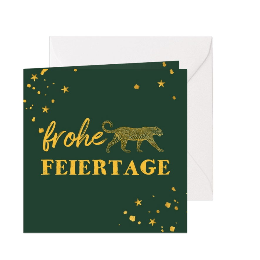 Weihnachtskarte botanisch mit Leopard - Karteneindruck
