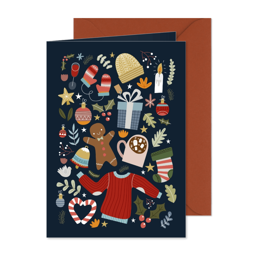 Weihnachtskarte Bunte Wintergrüße - Karteneindruck
